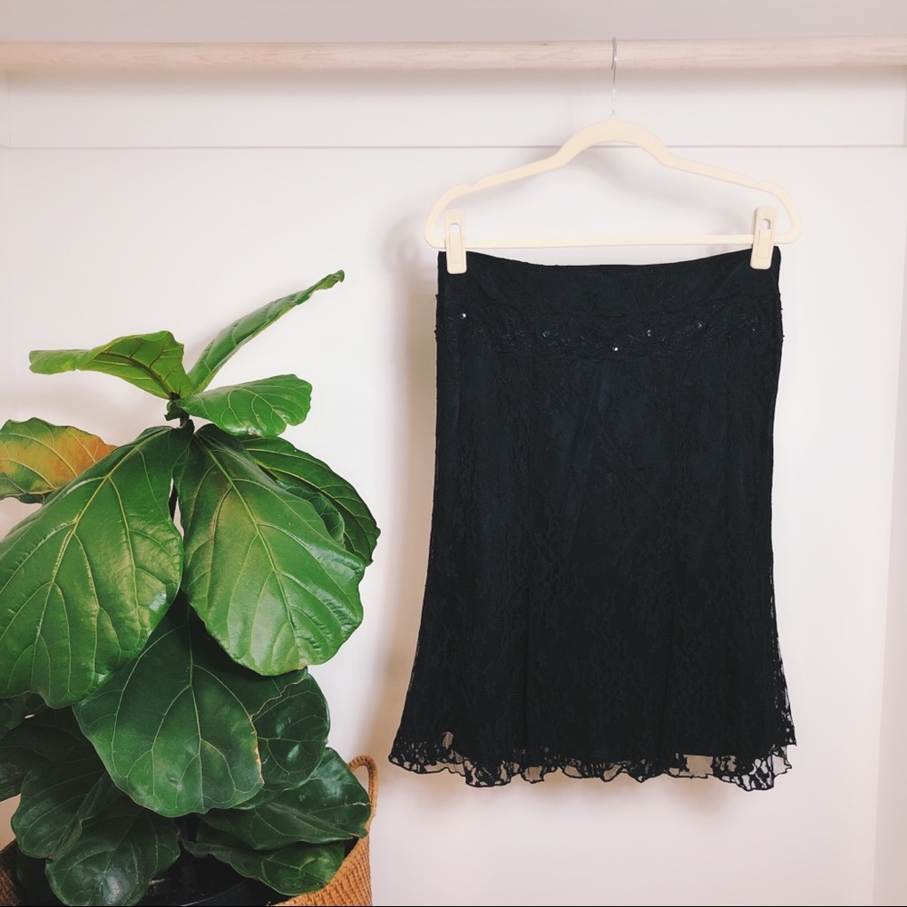 Black Lace Trumpet Skirt